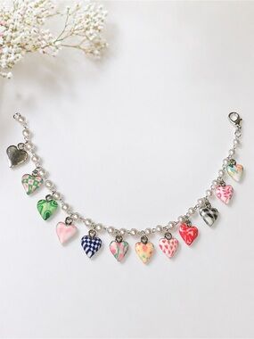 Hand Crafted Multicolor Heart Charm Bracelet